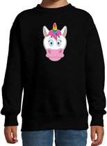 Cartoon eenhoorn trui zwart voor jongens en meisjes - Kinderkleding / dieren sweaters kinderen 134/146