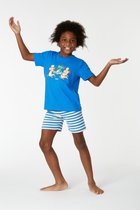 Woody pyjama jongens/heren - blauw - axolotl vis - 221-1-PSS-S/837 - maat S