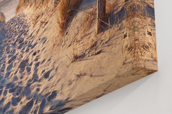 Artaza Canvas Schilderij Voetpad in de Duinen met Strand en Zee - 120x80 cm - Groot - Wanddecoratie Woonkamer - Schilderijen - Muurdecoratie
