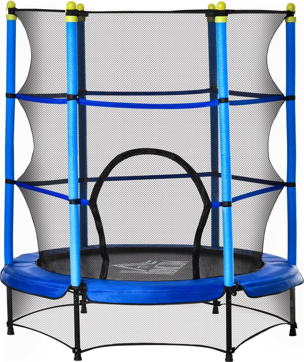 Kindertrampoline met veiligheidsnet - trampoline - speelgoed - blauw - Ø140 cm