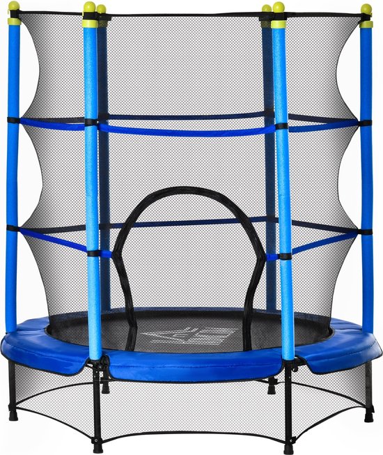 Kindertrampoline met veiligheidsnet - trampoline - speelgoed - blauw - Ø140 cm