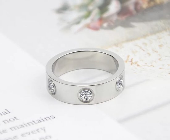 Soraro Ring Zirkonia | Zilverkleurig | Ringen Vrouwen | 18mm | Ring Dames | Dames Cadeau | Moederdag | Moederdag Cadeau