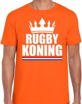 Oranje rugby koning shirt met kroon heren - Sport / hobby kleding M