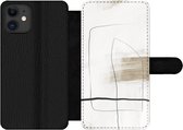 Bookcase Geschikt voor iPhone 11 telefoonhoesje - Verf - Minimalisme - Zwart - Met vakjes - Wallet case met magneetsluiting