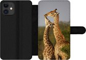 Bookcase Geschikt voor iPhone 11 telefoonhoesje - Giraf - Boom - Kalf - Portret - Met vakjes - Wallet case met magneetsluiting