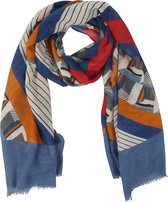 Sjaal Geometrisch Motief - 85x180cm - Blauw