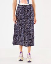 Printed Button Through Rok Dames - Navy - Maat XS