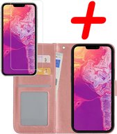 iPhone 13 Pro Max Hoesje Bookcase Met Screenprotector - iPhone 13 Pro Max Case Hoes Cover - iPhone 13 Pro Max Screenprotector - rose Goud