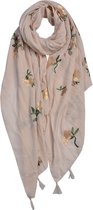 Juleeze Sjaal Dames Print 70x180 cm Beige Synthetisch Bloemen Shawl Dames Cadeau voor haar