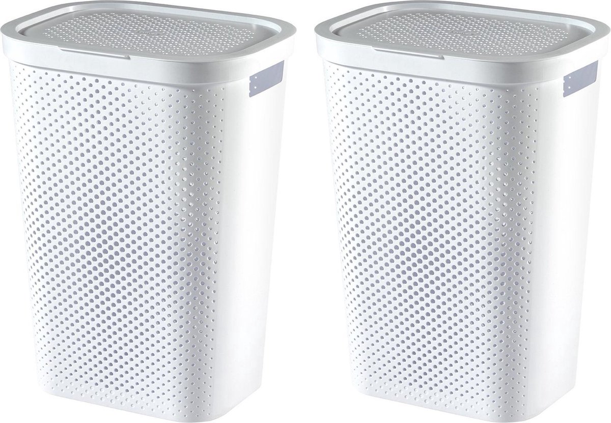 Curver- Infinity Recycled Dots - Wasmand - 60 l - Wit - 2 stuks