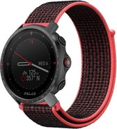 Strap-it Nylon smartwatch bandje - geschikt voor Polar Grit X / Grit X Pro / Vantage M / M2 - zwart/rood
