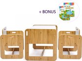 Minera Europe® Dove Montessori 1 Kindertafel en 2 stoelen | Eethoeken | Activiteiten Tafel | Speeltafel voor Kinderen | Kindertafel voor Baby’s & Peuters | Kinderbureau | Kindertafel en stoeltje | Kindertafel 1-4 jaar | Eethoek