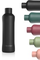 LARS NYSØM Roestvrijstalen drinkfles 'Bølge' 750ml - BPA-vrije geïsoleerde waterfles 0,75 Liter - Lekvrije thermosfles voor sport, outdoor, camping, kantoor - Onyx Black