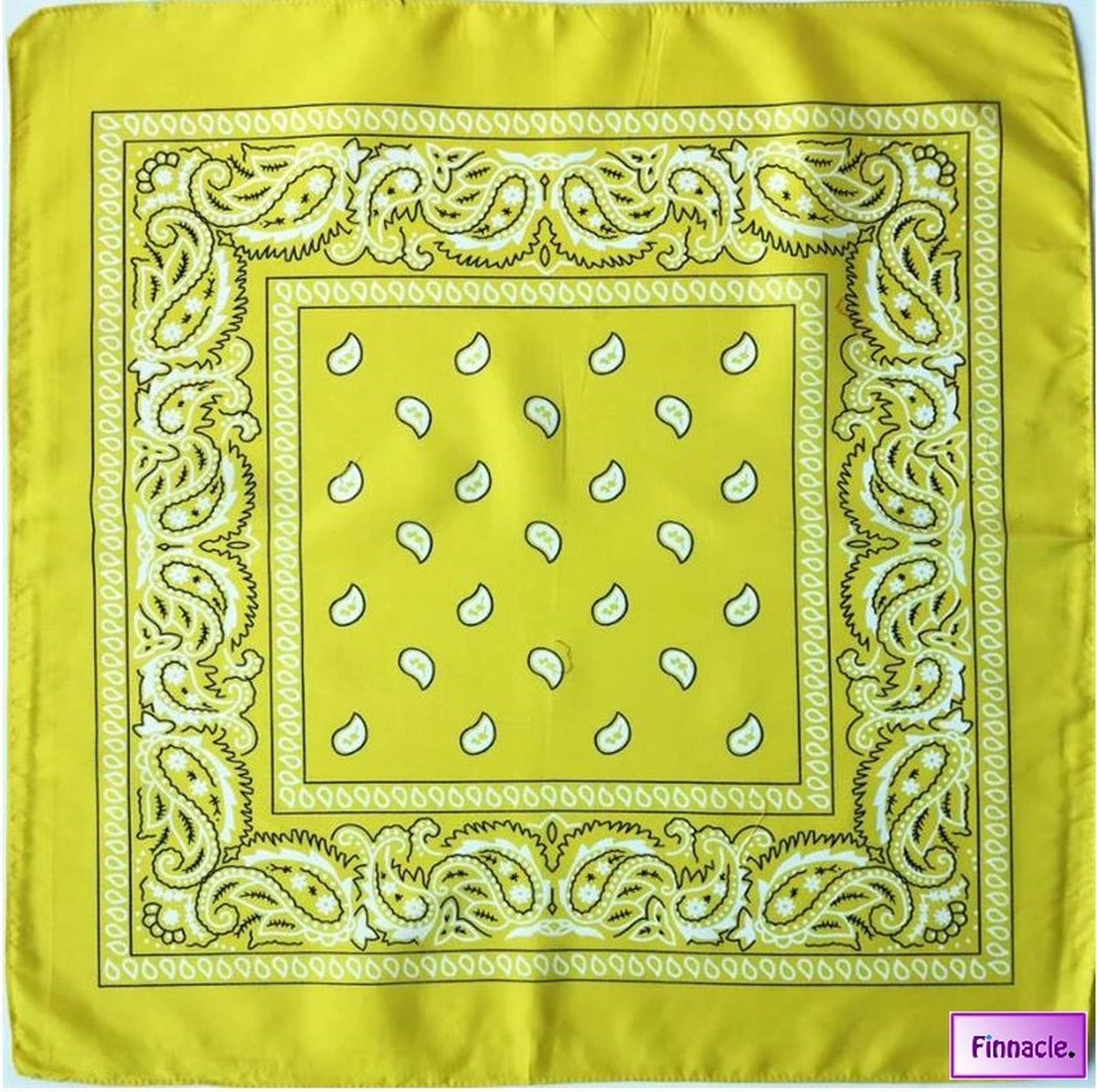 Finnacle - Hip Hop Bandana 100% Katoen Bandana Geel Vierkante Sjaal 50cm * 50cm Hoofdband Boerenzakdoek Voor vrouwen/Mannen/Jongens/Meisjes