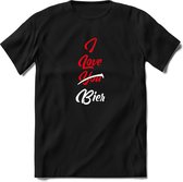 I Love Bier - Valentijnsdag T-Shirt Heren / Dames - Perfect Valentijn Cadeau Mannen / Vrouwen - Grappige Liefdes en Exen Spreuken, Zinnen en Teksten.