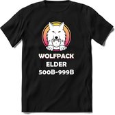 Wolfpack Elder 500-999B T-Shirt | Saitama Inu Wolfpack Crypto Ethereum kleding Kado Heren / Dames | Perfect Cryptocurrency Munt Cadeau Shirt Maat M