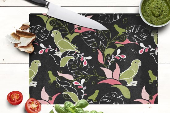 Planche à découper en Verres - 39x28 - Jungle - Vogel - Motifs - Planches à découper en Glas