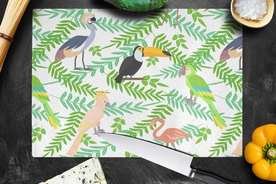 Planche à découper en Verres - 39x28 - Jungle - Vogel - Motifs - Planches à découper en Glas