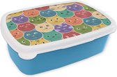 Broodtrommel Blauw - Lunchbox - Brooddoos - Katten - Regenboog - Kind - Design - 18x12x6 cm - Kinderen - Jongen