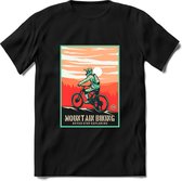 Mountain Biking | TSK Studio Mountainbike kleding Sport T-Shirt | Roze - Lime | Heren / Dames | Perfect MTB Verjaardag Cadeau Shirt Maat M