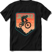 Crosscountry | TSK Studio Mountainbike kleding Sport T-Shirt | Roze - Lime | Heren / Dames | Perfect MTB Verjaardag Cadeau Shirt Maat M