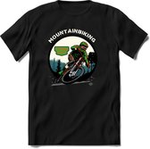Mountainbiking | TSK Studio Mountainbike kleding Sport T-Shirt | Groen - Oranje | Heren / Dames | Perfect MTB Verjaardag Cadeau Shirt Maat M