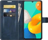 KHAZNEH Samsung Galaxy M32 Hoesje Retro Wallet Book Case Blauw