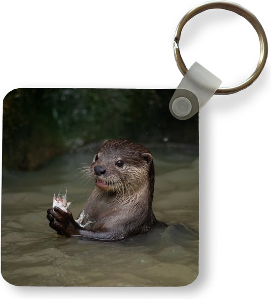 Sleutelhanger - Uitdeelcadeautjes - Otter met voedsel in het water - Plastic