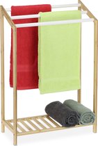 Relaxdays porte-serviettes sur pied - porte-serviettes bambou - porte-serviettes 3 tiges salle de bain
