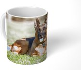 Mok - Duitse herdershond ligt op het gras - 350 ML - Beker - Uitdeelcadeautjes