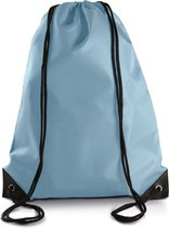 Sport gymtas/draagtas in kleur lichtblauw met handig rijgkoord 34 x 44 cm van polyester en verstevigde hoeken