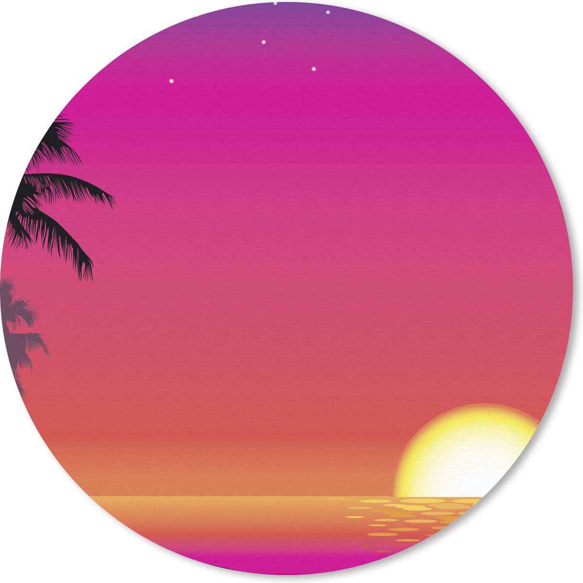 Muismat - Mousepad - Rond - Een illustratie van een kleurrijke hemel door de zon - 20x20 cm - Ronde muismat