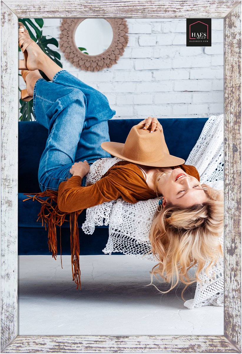 HAES deco Houten fotolijst Avignon wit / bruin voor 1 foto formaat 20x30 - SP14730 Wit/Bruin