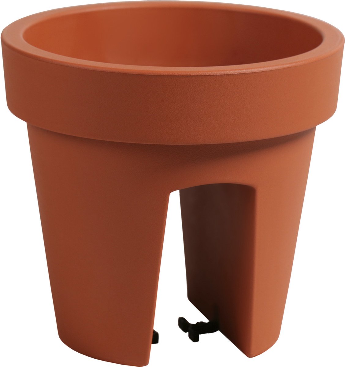Balkon plantenpot/bloempot - terracotta - 5 liter - kunststof - D25 x H23 cm - met relingklem