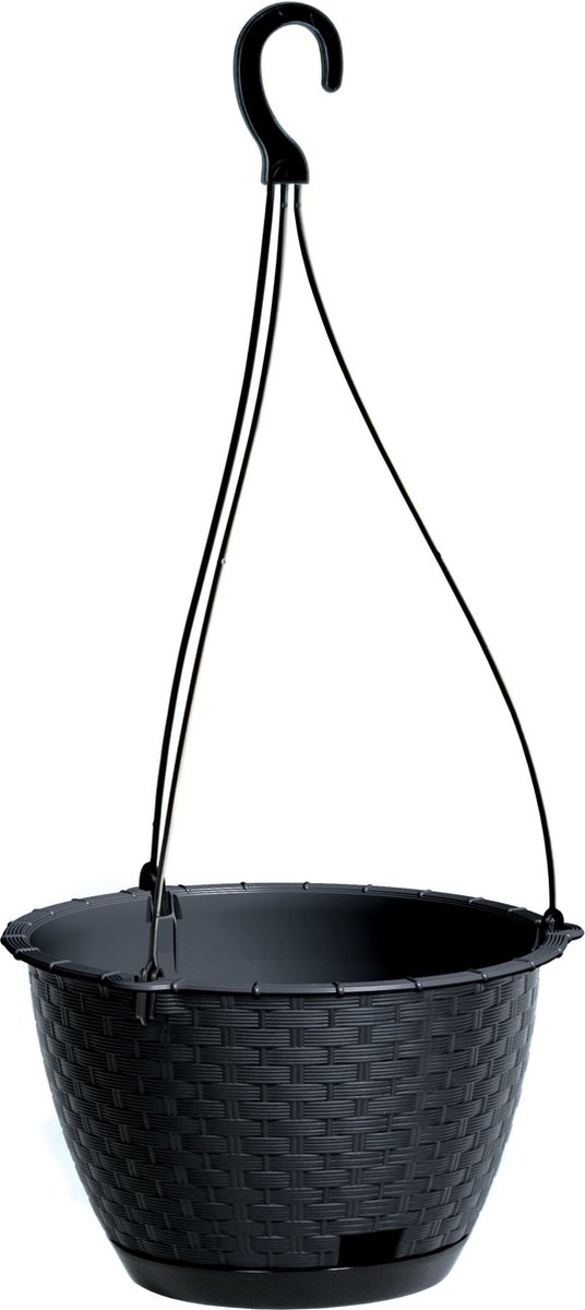 Prosperplast Plantenpot - hangend - kunststof - antraciet - D22 x H14 cm - bloempot