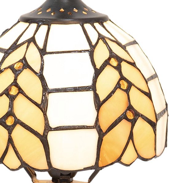 LumiLamp Tiffany Tafellamp Ø 14*29 cm E14/max 1*40W Creme Glas in lood Art Deco Tiffany Bureaulamp Tiffany Lampen