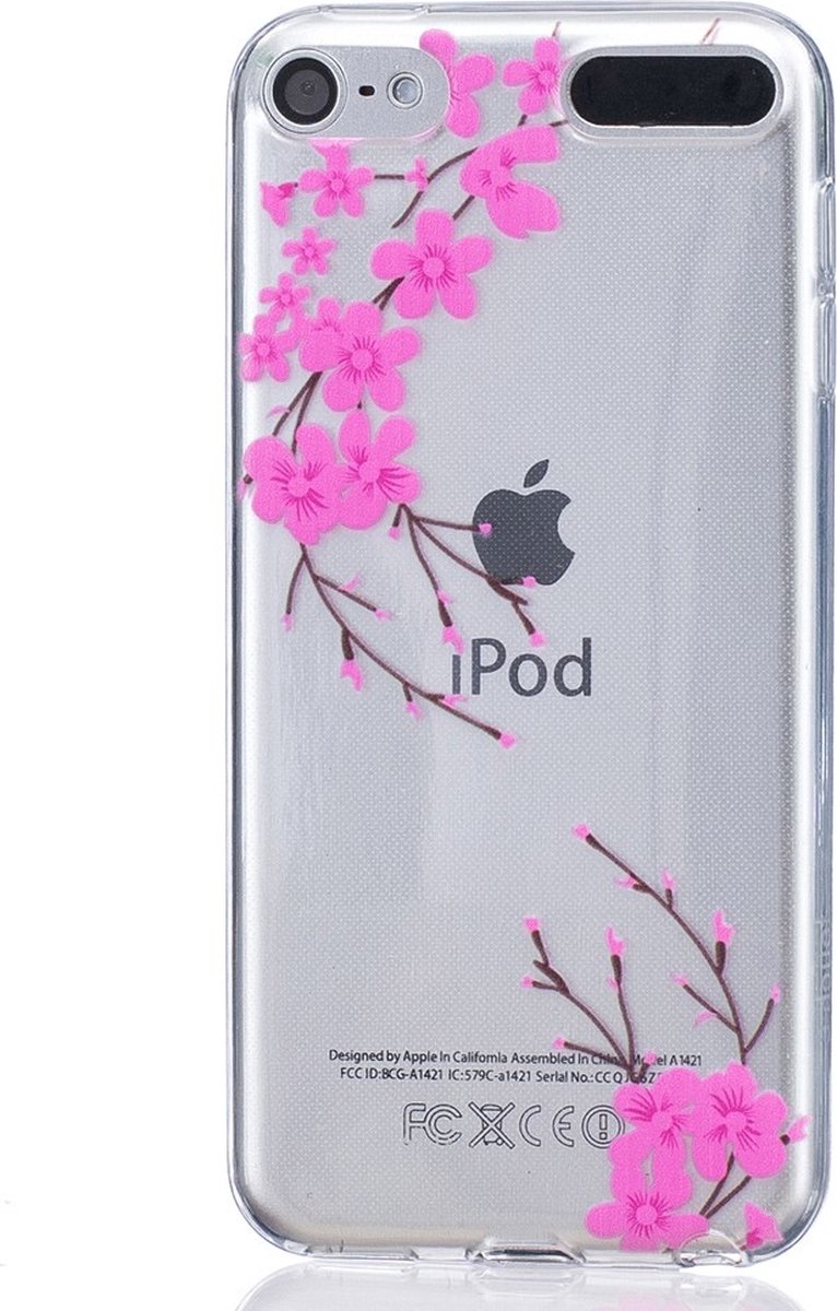 Peachy Roze bloemen TPU case iPod Touch 5 6 7 doorzichtig hoesje - Peachy