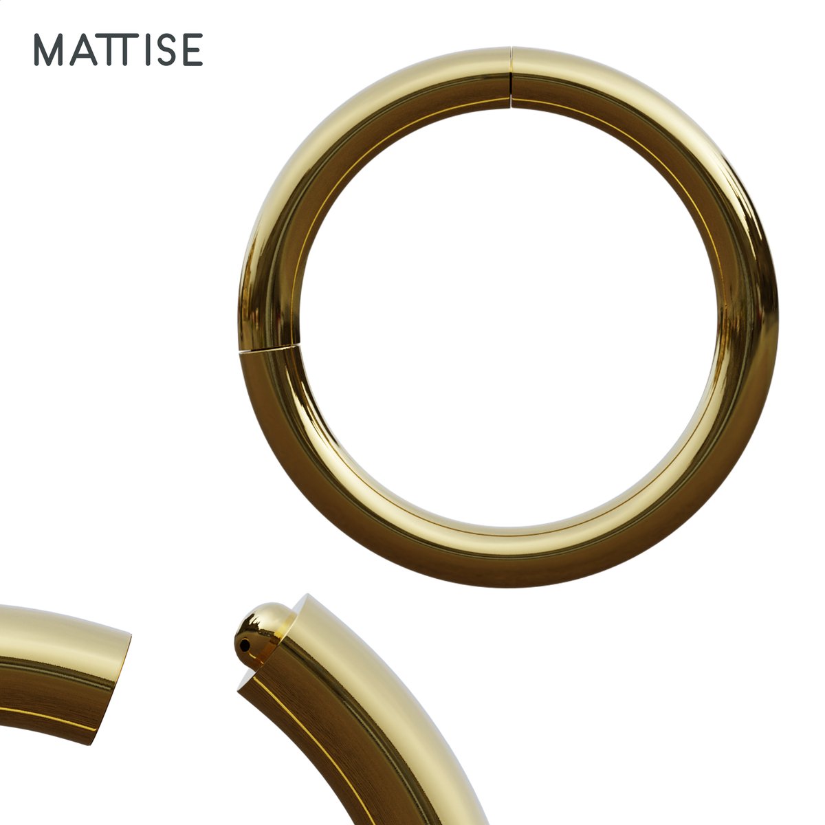 MATTISE Gouden Chirurgisch Stalen Ring Piercing — Goud Kleurige — 8 mm Diameter & 1,2 mm Staafdikte — Oorbellen Ringetje Geschikt voor Helix Tragus Septum Lip Neus Wenkbrauw Piercings - MATTISE