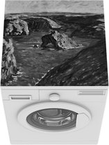 Wasmachine beschermer mat - Belle Île in zwart wit - Schilderij van Claude Monet - Breedte 60 cm x hoogte 60 cm