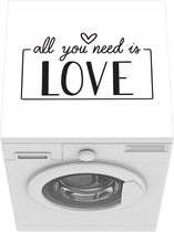 Wasmachine beschermer mat - Quote ''all you need is love'' - Breedte 60 cm x hoogte 60 cm