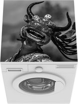 Wasmachine beschermer mat - Bhutan - Zwart - Wit - Cultuur - Breedte 60 cm x hoogte 60 cm