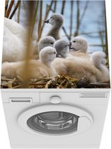 Wasmachine beschermer mat - Zwaan - Dieren - Kuiken - Breedte 60 cm x hoogte 60 cm
