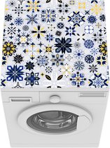 Wasmachine beschermer mat - Sneeuwvlok - Chic - Blauw - Goud - Patronen - Breedte 60 cm x hoogte 60 cm