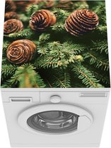 Wasmachine beschermer mat - Een close-up van dennenappels bij de kerstboom - Breedte 60 cm x hoogte 60 cm