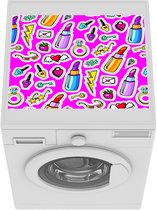 Wasmachine beschermer mat - Sticker - Patronen - Roze - Make up - Breedte 55 cm x hoogte 45 cm