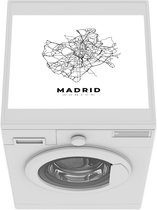 Wasmachine beschermer mat - Madrid - Plattegrond - Zwart Wit - Breedte 55 cm x hoogte 45 cm - Stadskaart