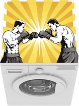 Wasmachine beschermer mat - twee mannen die gaan boksen - Breedte 60 cm x hoogte 60 cm