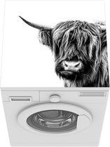 Wasmachine beschermer - Wasmachine mat - Schotse hooglander - Hoorn - Zwart - Wit - 60x60 cm - Droger beschermer