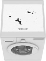 Wasmachine beschermer mat - Zwart-wit illustratie van de Seychellen - Breedte 55 cm x hoogte 45 cm