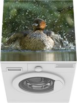 Wasmachine beschermer mat - Fuut - Vogel - Water - Breedte 60 cm x hoogte 60 cm